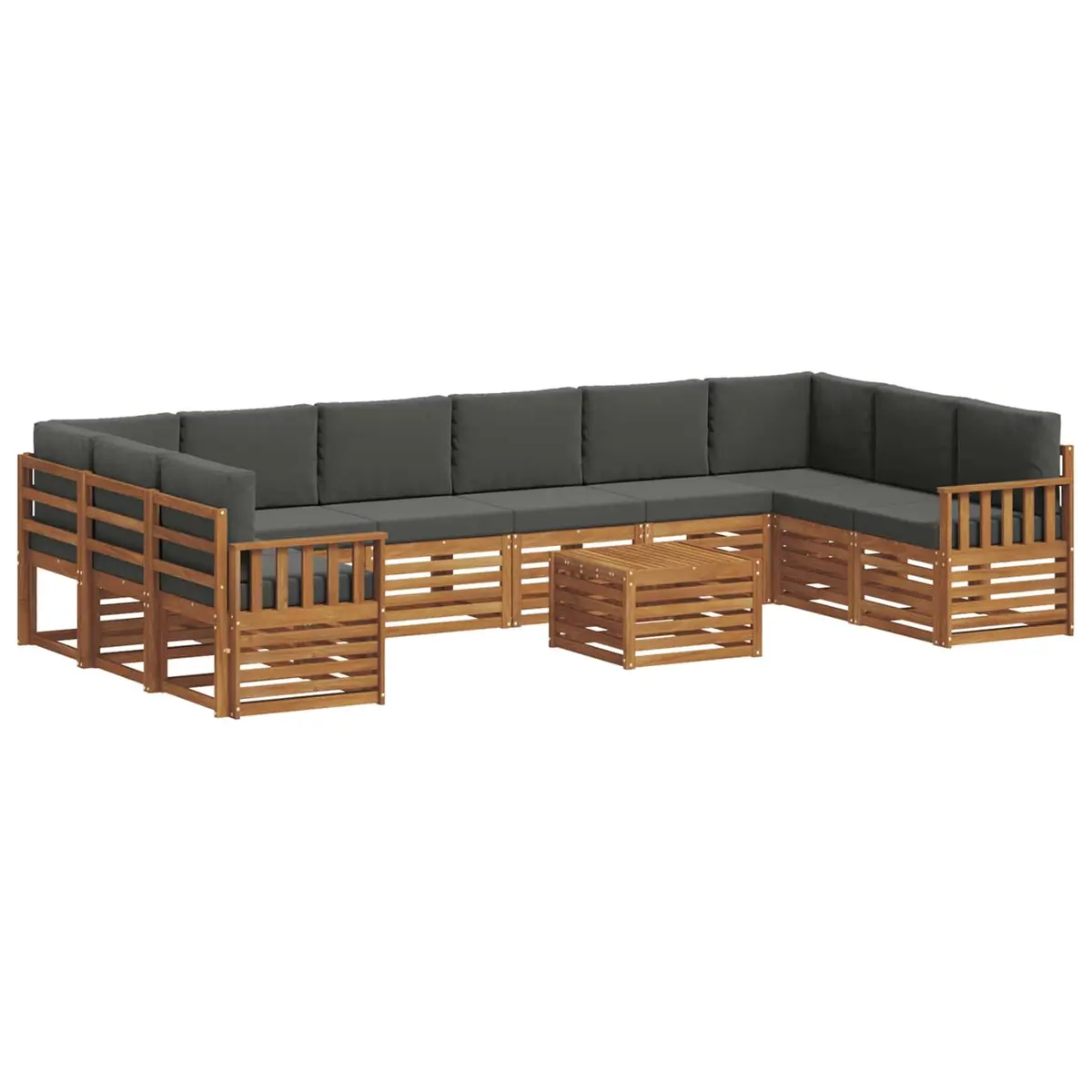 Outdoor Sofa Set Modular 11 Piece Acacia Wood with Cushions