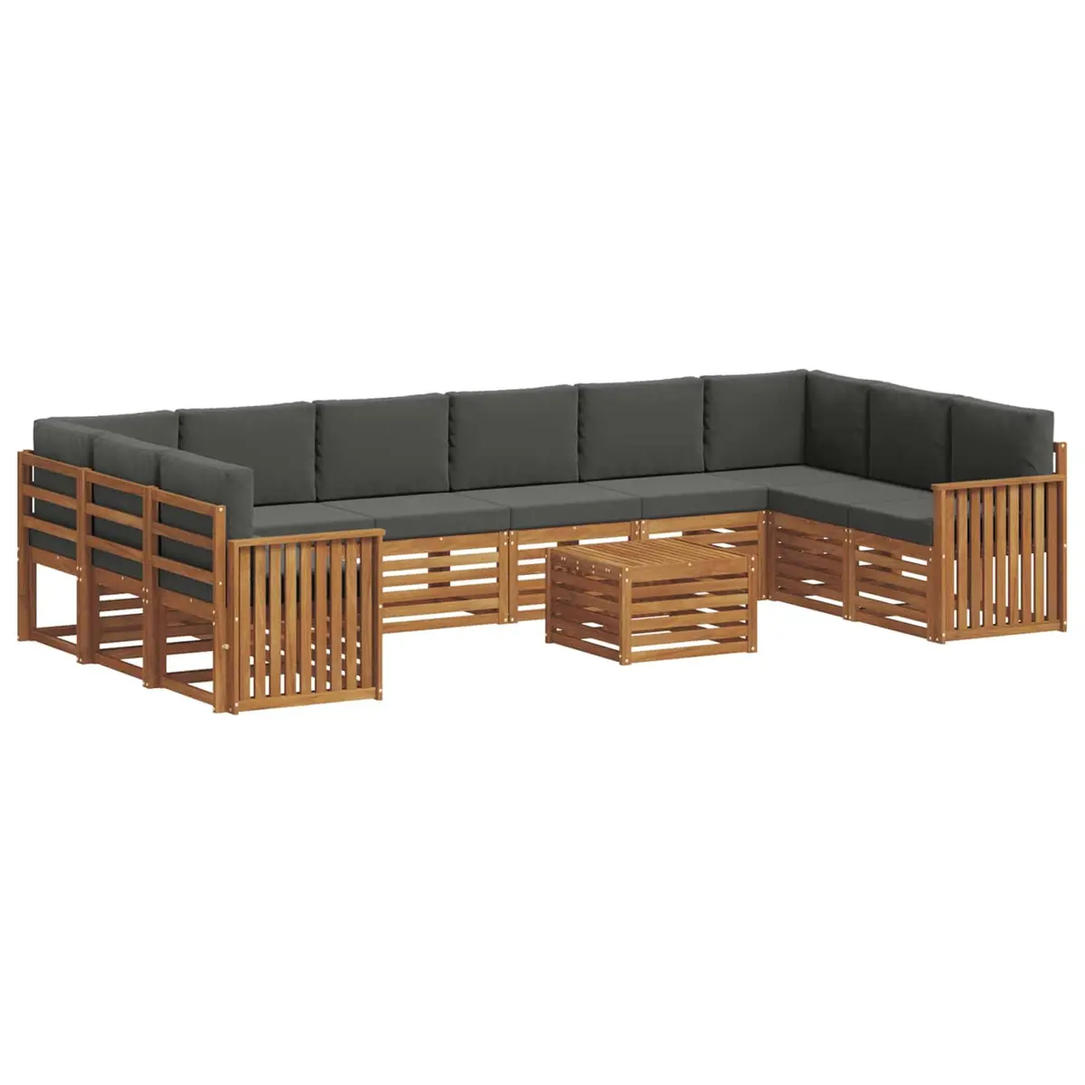 Outdoor Sofa Set Modular 11 Piece Acacia Wood with Cushions