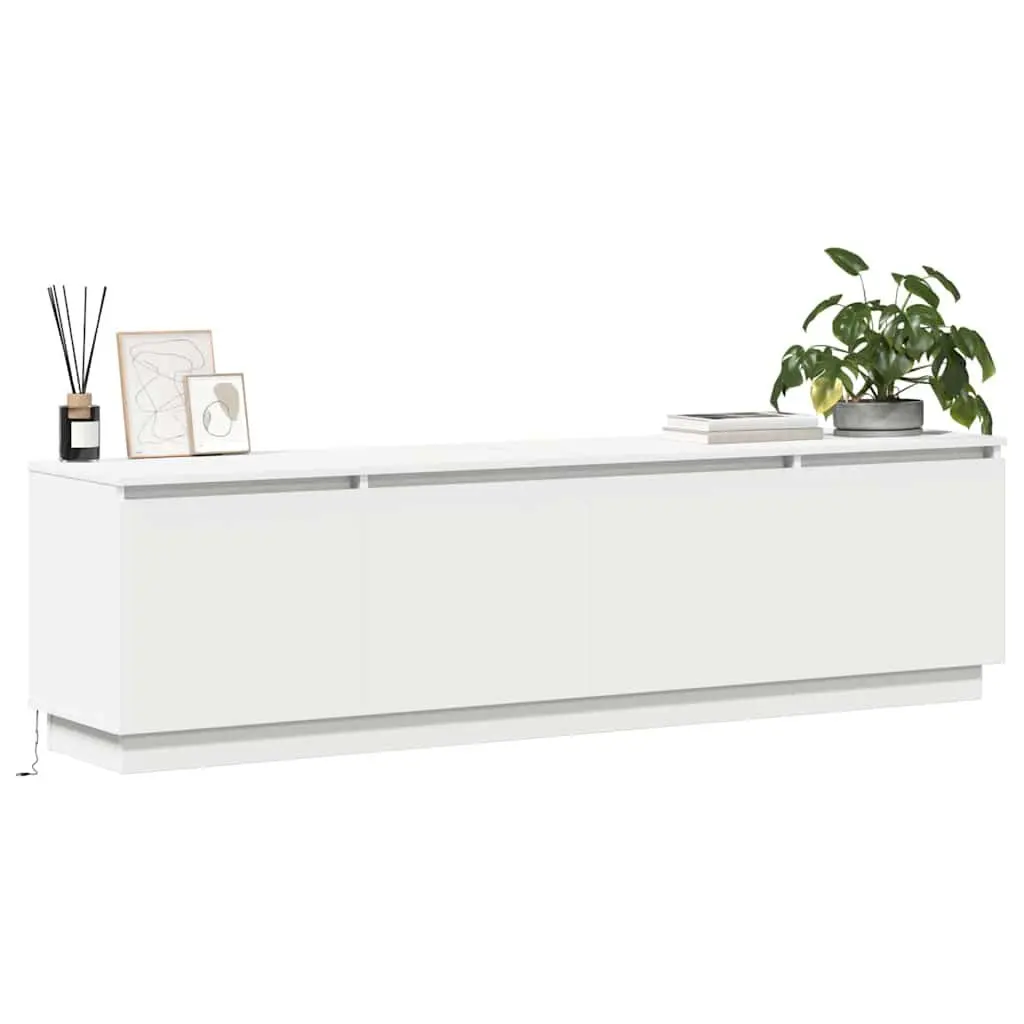 White LED Storage Unit TV Cabinet 180x38x49cm