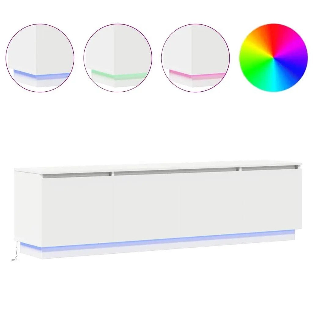 White LED Storage Unit TV Cabinet 180x38x49cm