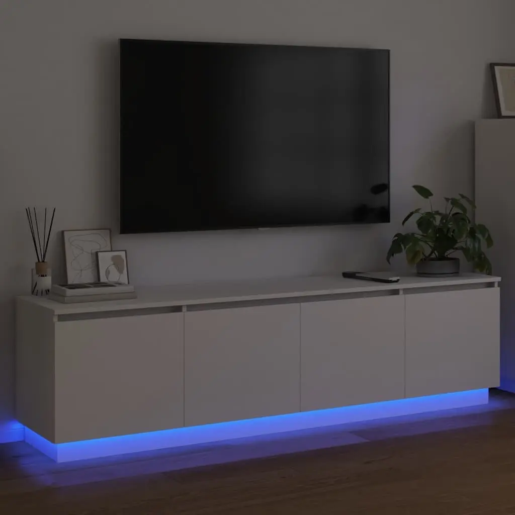 White LED Storage Unit TV Cabinet 180x38x49cm