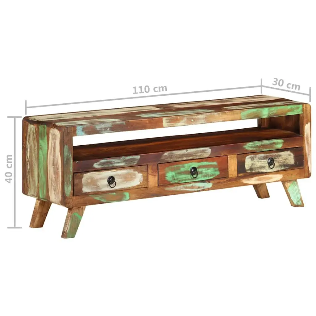 Multicolour Solid Reclaimed Wood TV Cabinet 110x30x40 cm