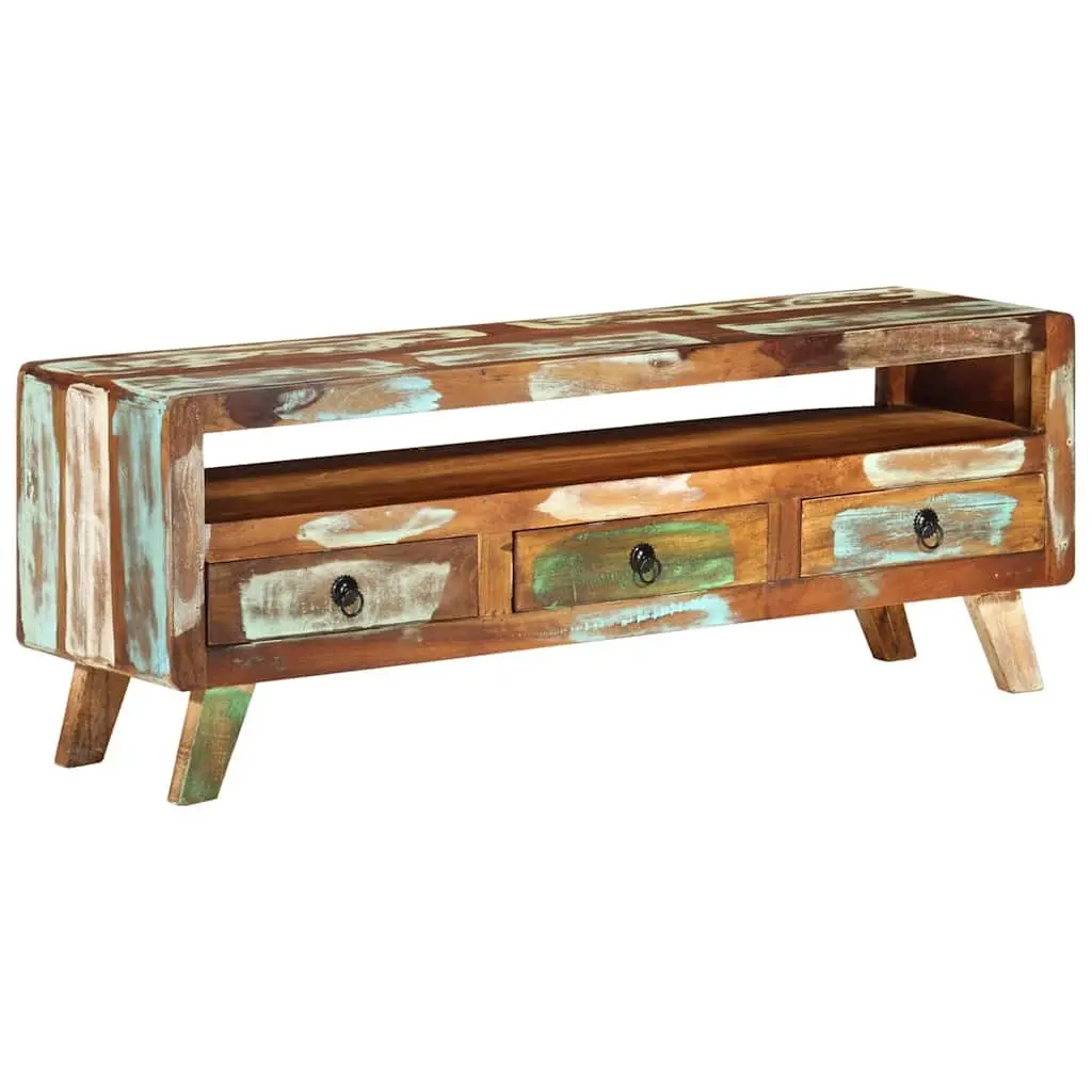Multicolour Solid Reclaimed Wood TV Cabinet 110x30x40 cm