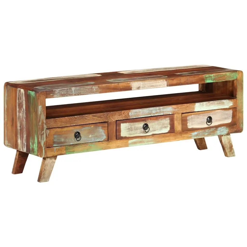 Multicolour Solid Reclaimed Wood TV Cabinet 110x30x40 cm