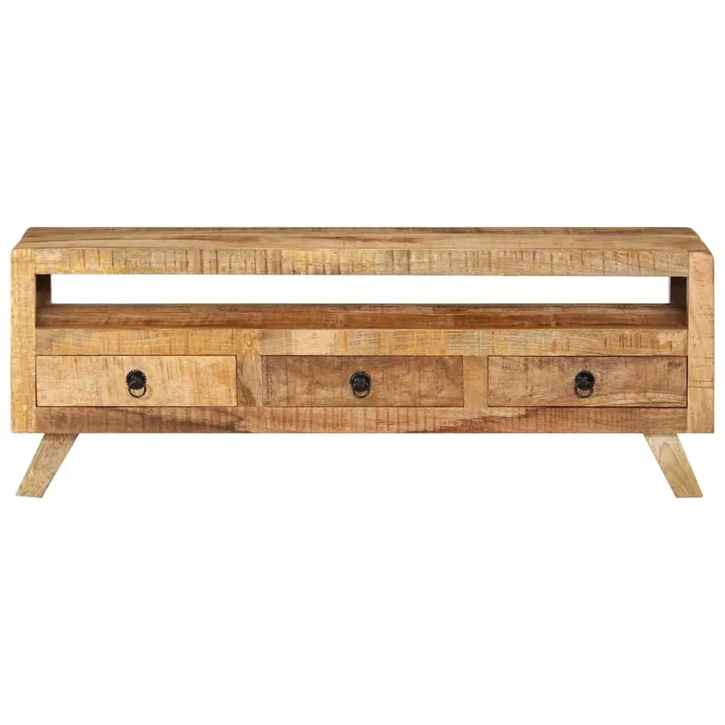 TV Cabinet Brown 110x30x40cm Solid Mango Wood Living Room Storage Drawers Shelf Unit