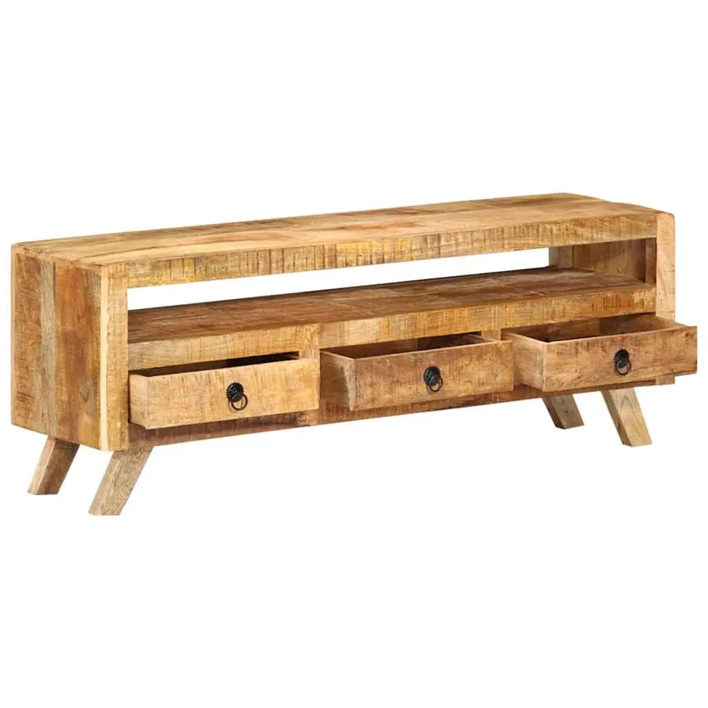 TV Cabinet Brown 110x30x40cm Solid Mango Wood Living Room Storage Drawers Shelf Unit
