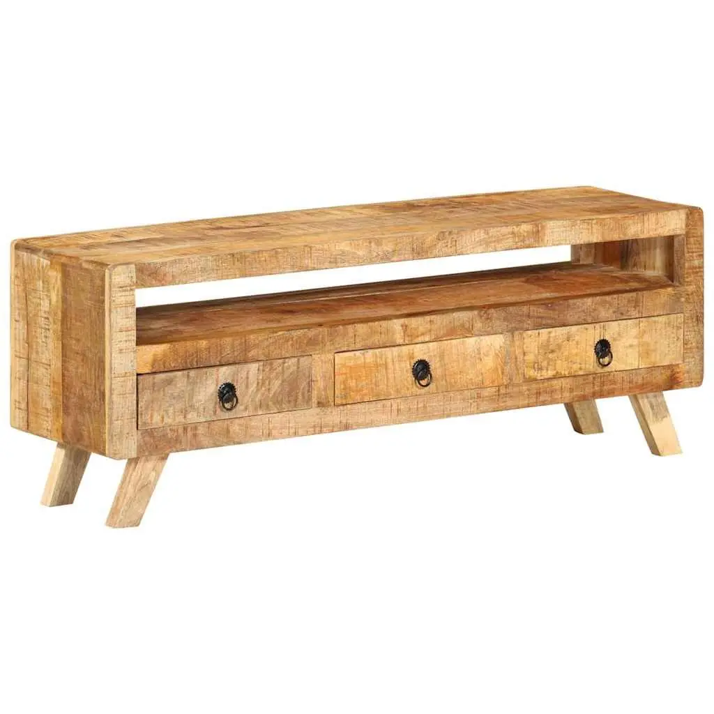 TV Cabinet Brown 110x30x40cm Solid Mango Wood Living Room Storage Drawers Shelf Unit