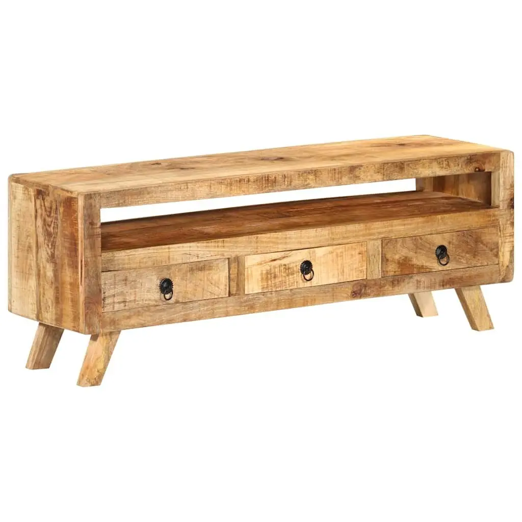 TV Cabinet Brown 110x30x40cm Solid Mango Wood Living Room Storage Drawers Shelf Unit