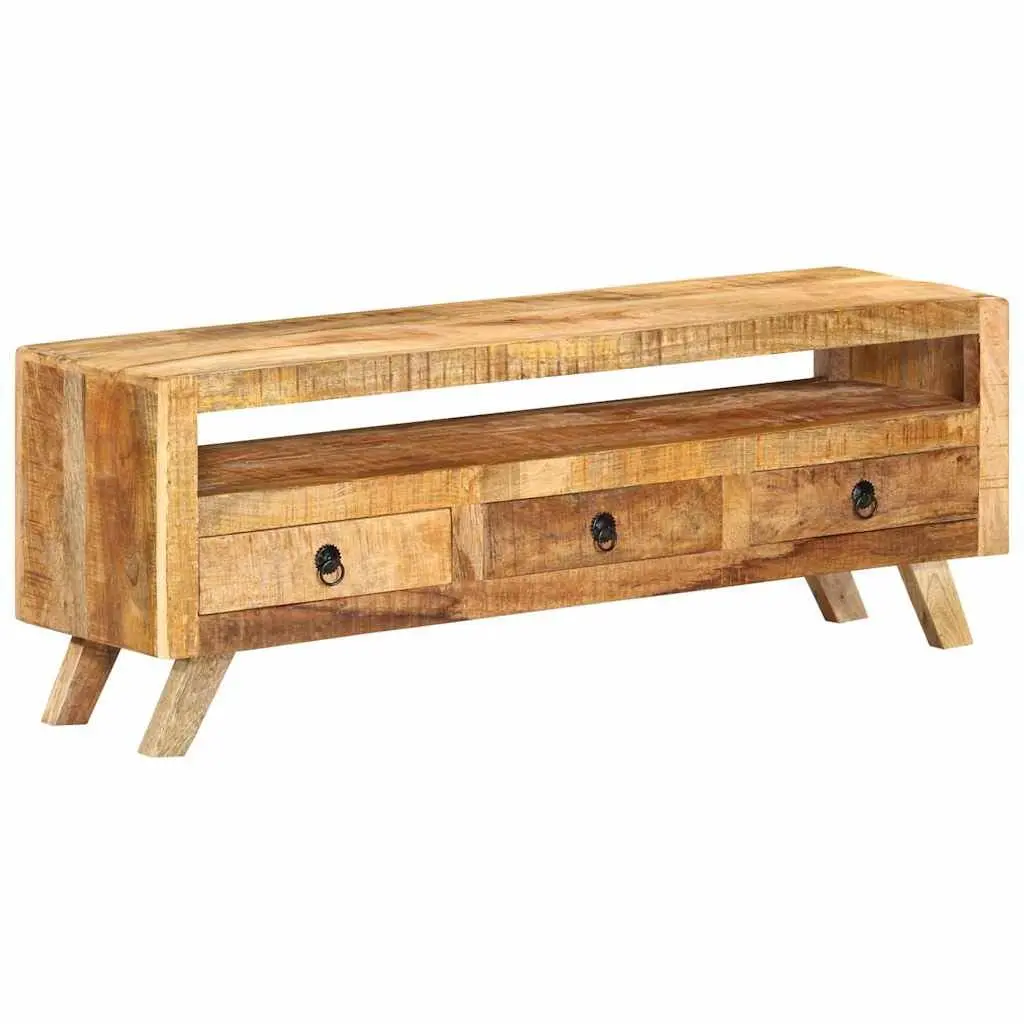 TV Cabinet Brown 110x30x40cm Solid Mango Wood Living Room Storage Drawers Shelf Unit