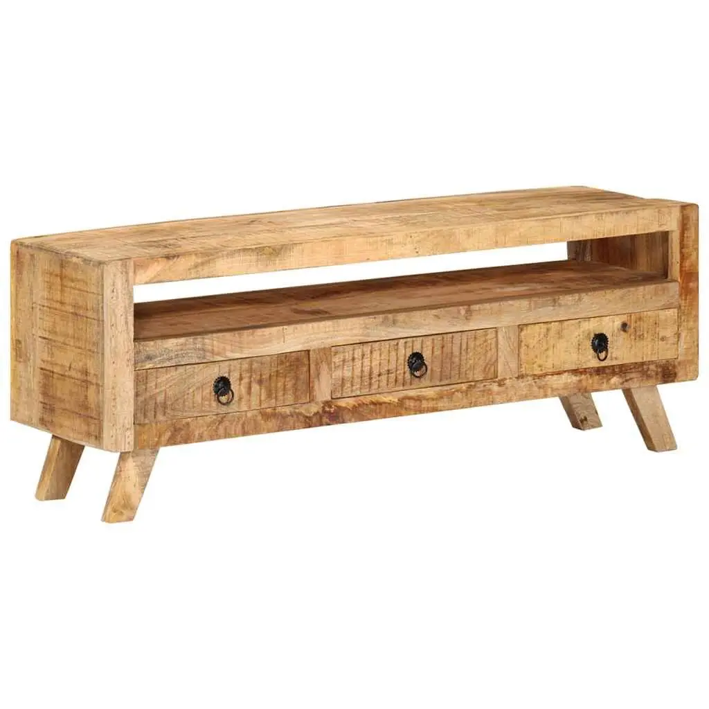 TV Cabinet Brown 110x30x40cm Solid Mango Wood Living Room Storage Drawers Shelf Unit