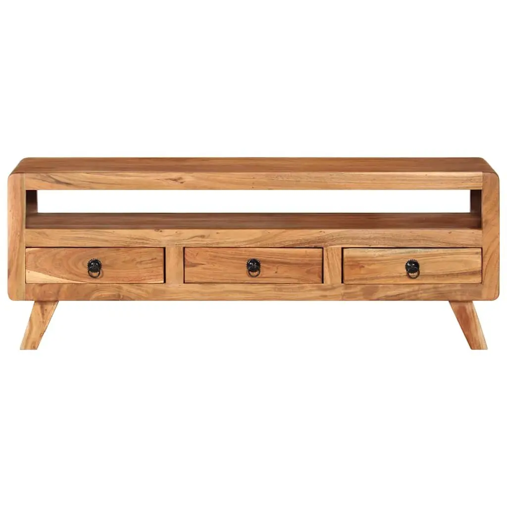 TV Cabinet 110x30x40 cm Brown Solid Acacia Wood Storage Unit with Drawers