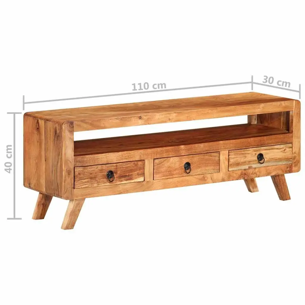 TV Cabinet 110x30x40 cm Brown Solid Acacia Wood Storage Unit with Drawers