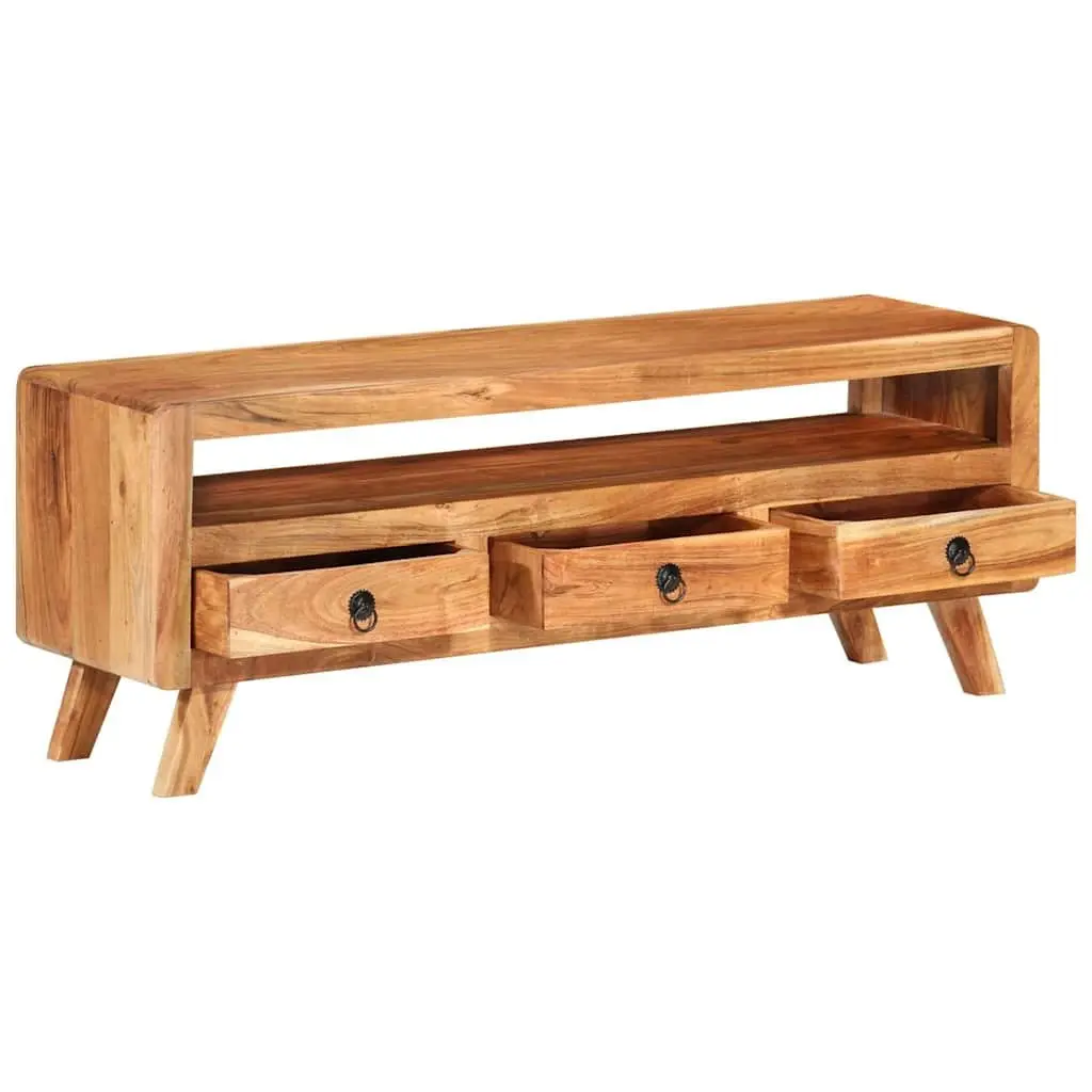 TV Cabinet 110x30x40 cm Brown Solid Acacia Wood Storage Unit with Drawers