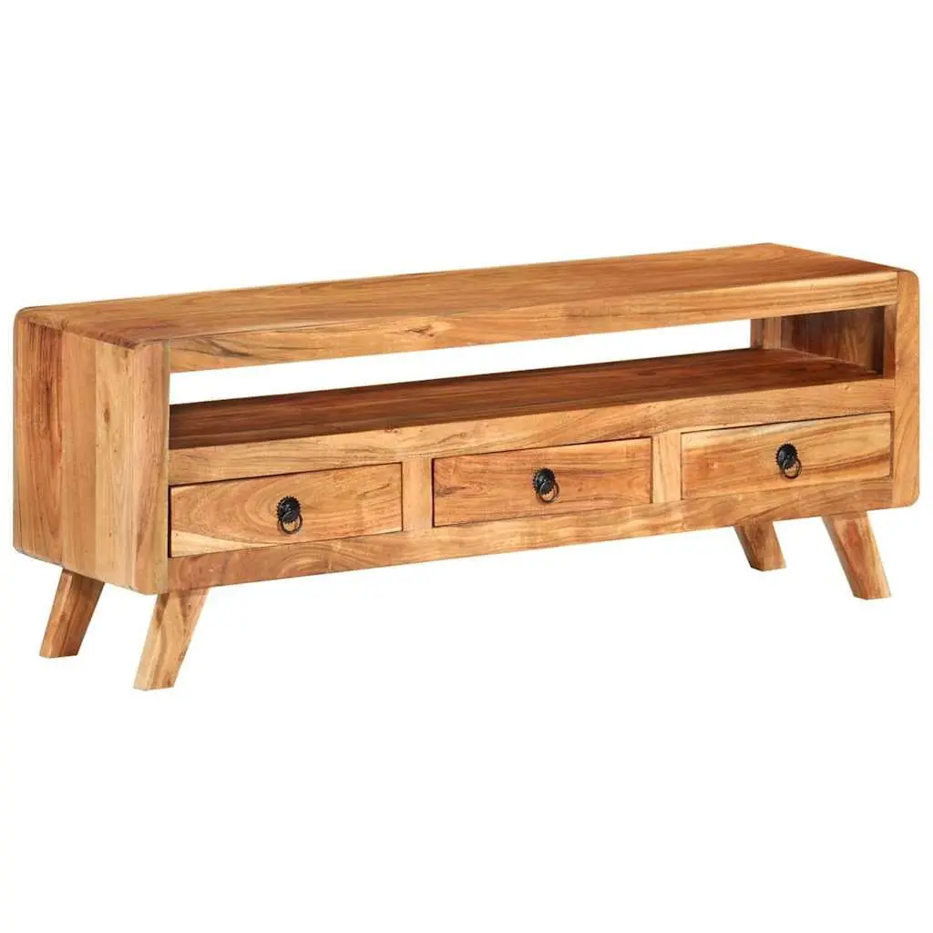 TV Cabinet 110x30x40 cm Brown Solid Acacia Wood Storage Unit with Drawers