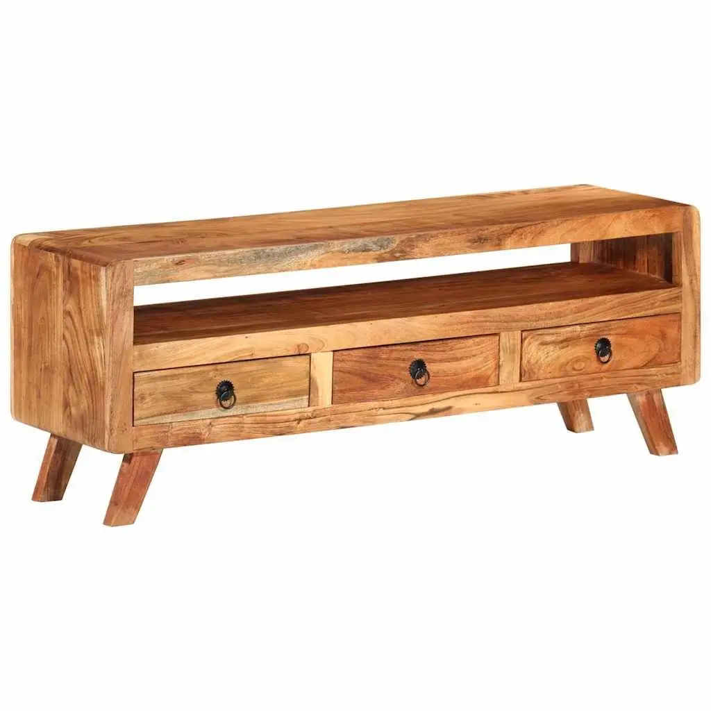TV Cabinet 110x30x40 cm Brown Solid Acacia Wood Storage Unit with Drawers