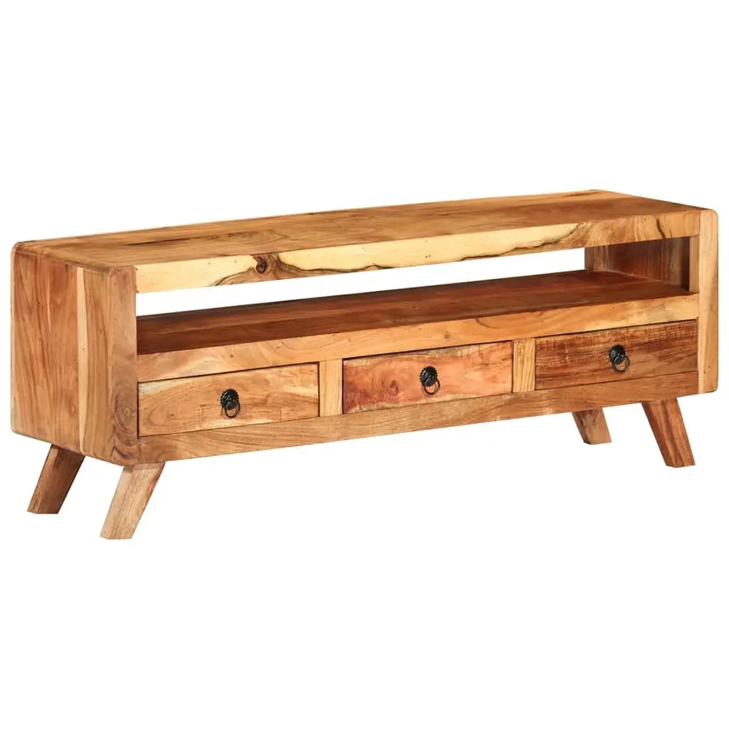 TV Cabinet 110x30x40 cm Brown Solid Acacia Wood Storage Unit with Drawers