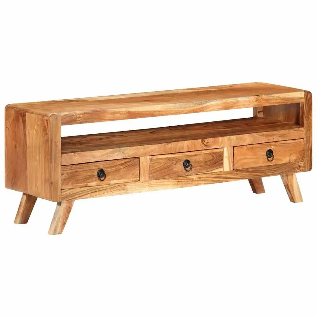 TV Cabinet 110x30x40 cm Brown Solid Acacia Wood Storage Unit with Drawers