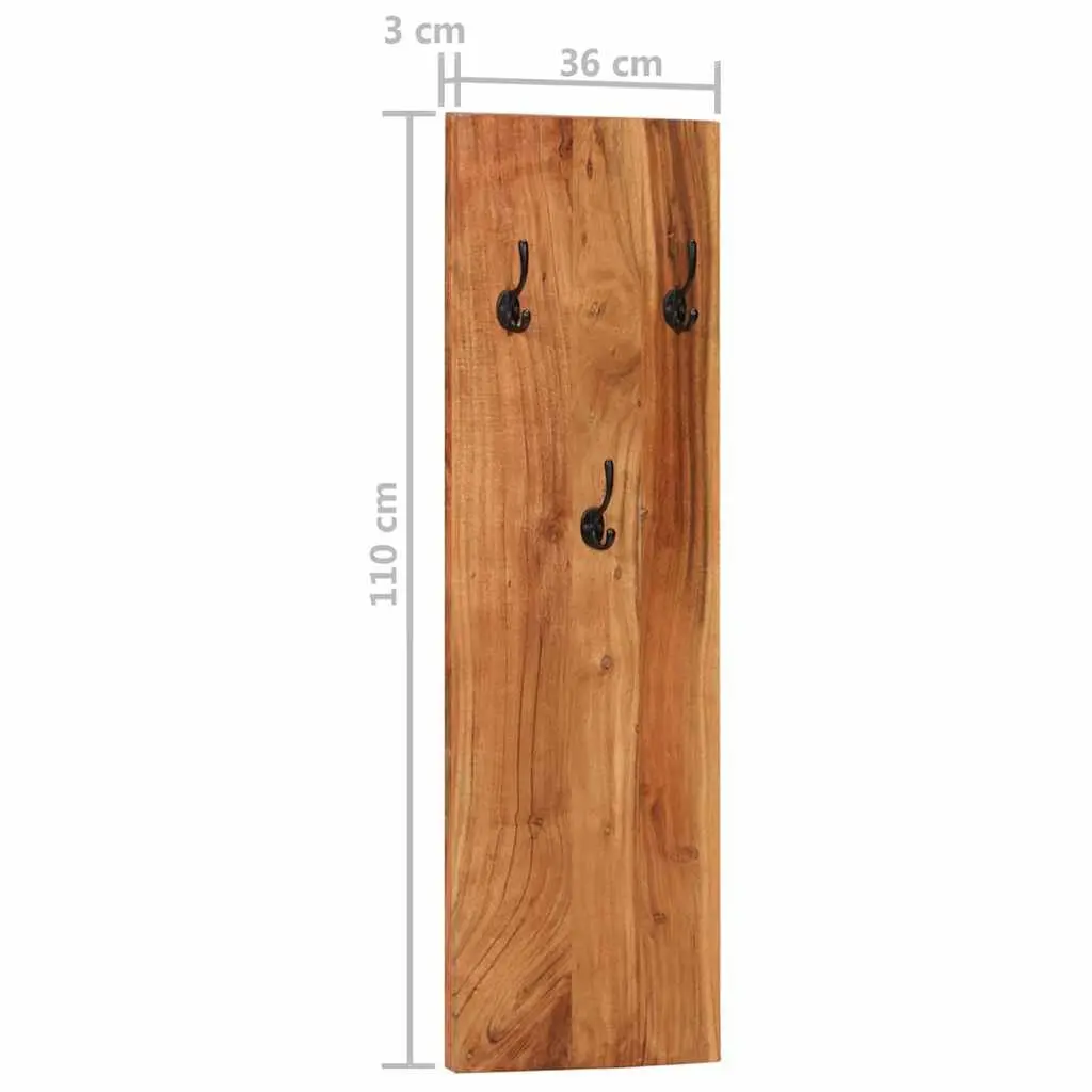 Set of 2 Wall-Mounted Coat Racks in Solid Acacia Wood