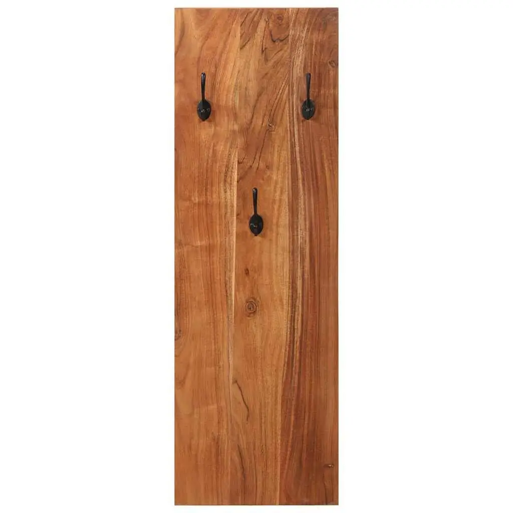 Set of 2 Wall-Mounted Coat Racks in Solid Acacia Wood