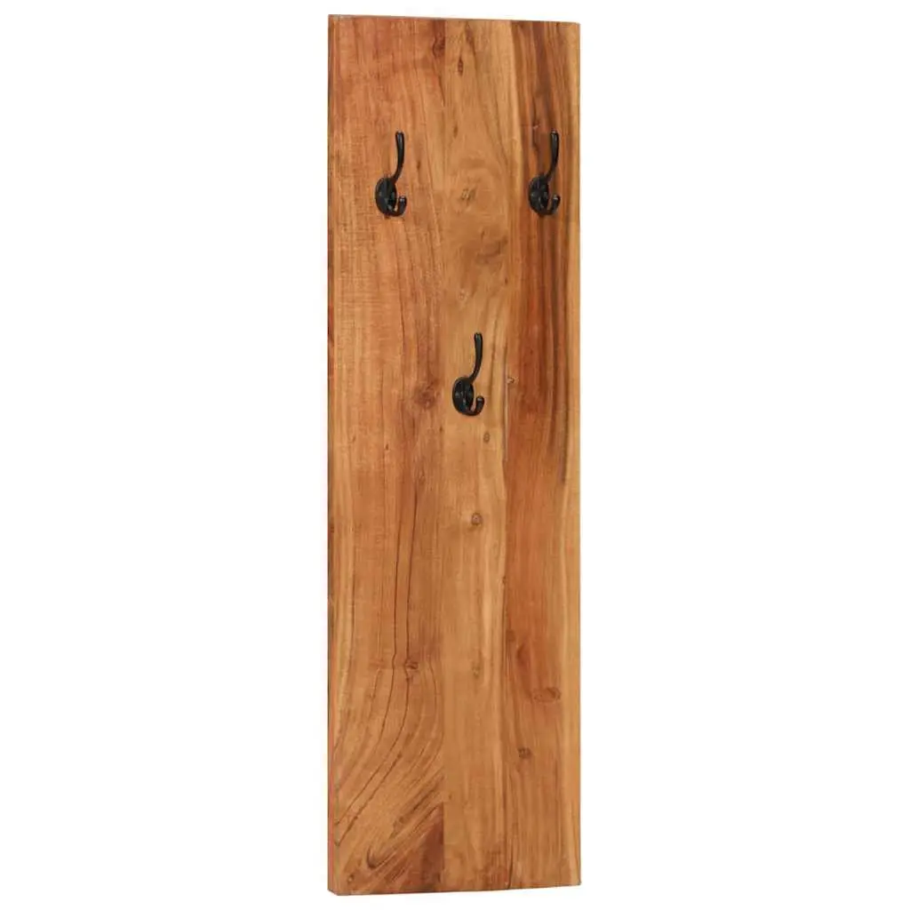 Set of 2 Wall-Mounted Coat Racks in Solid Acacia Wood