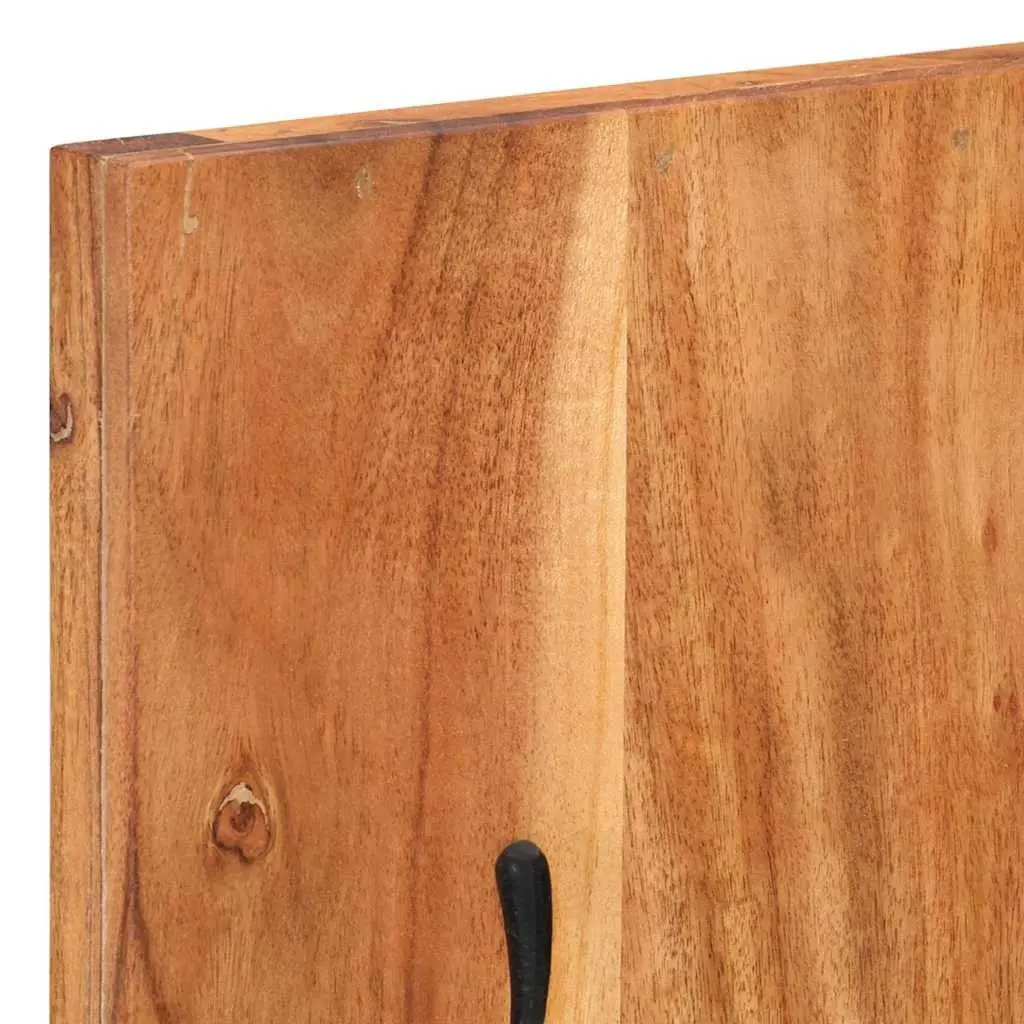 Set of 2 Wall-Mounted Coat Racks in Solid Acacia Wood