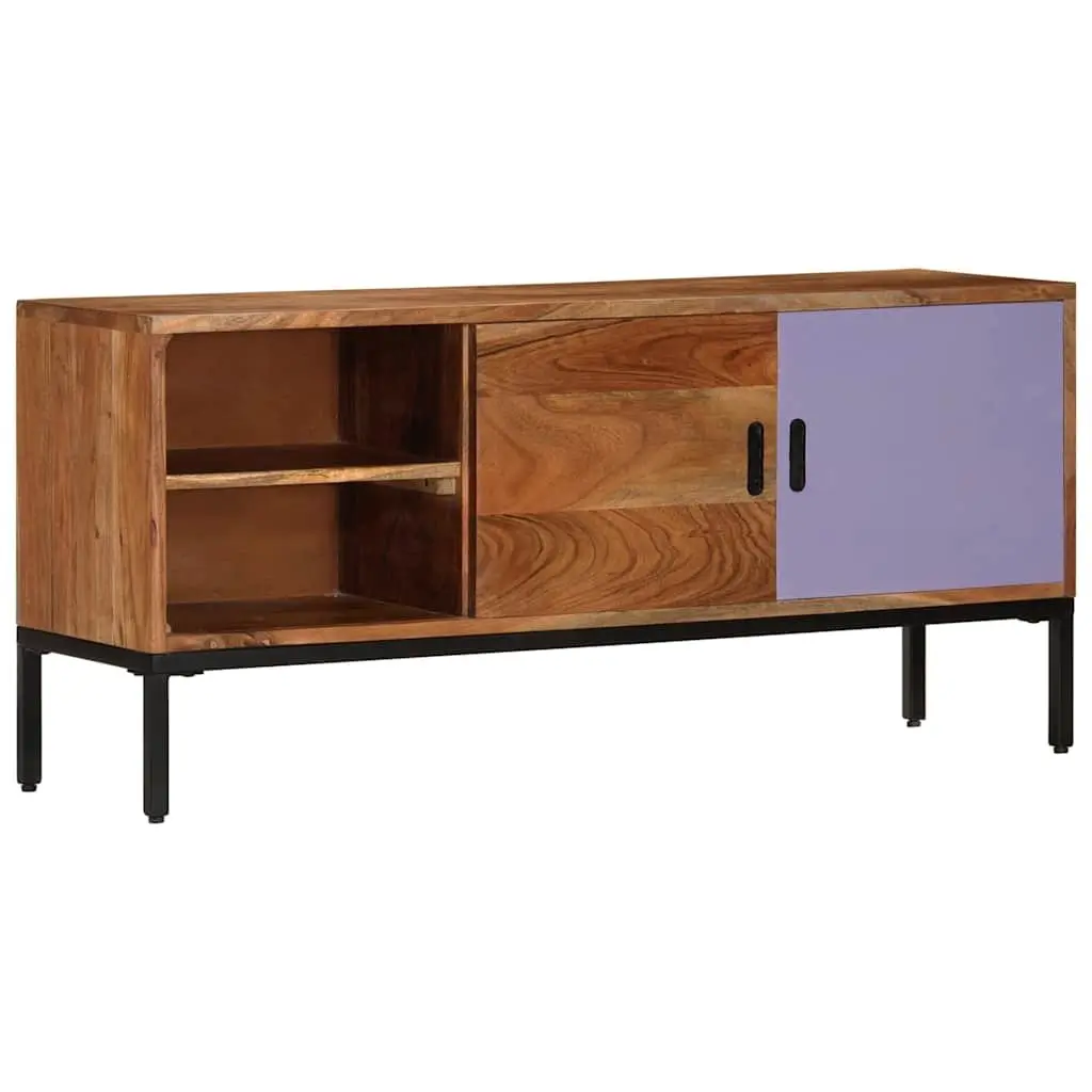 Solid Wood TV Cabinet in Honey Brown and Grey 110x30x50 cm