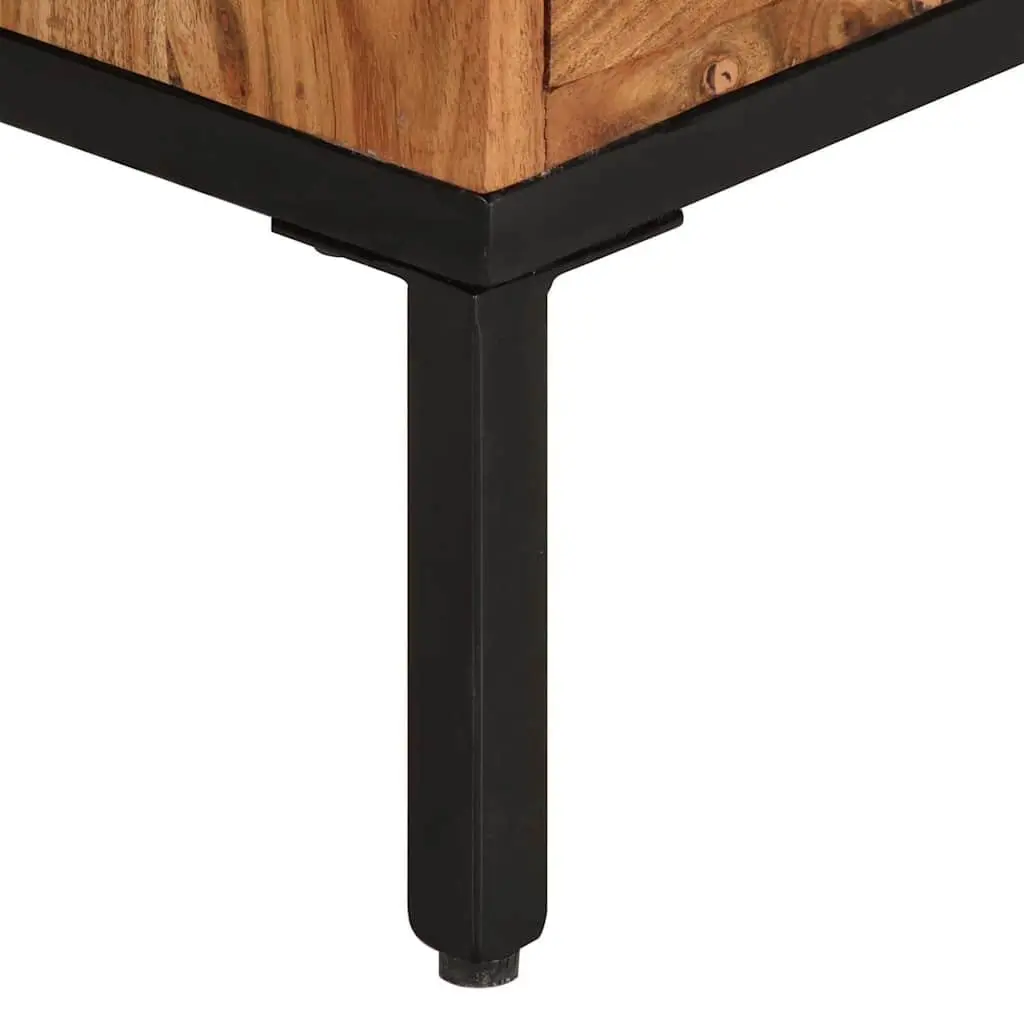 Solid Wood TV Cabinet in Honey Brown and Grey 110x30x50 cm
