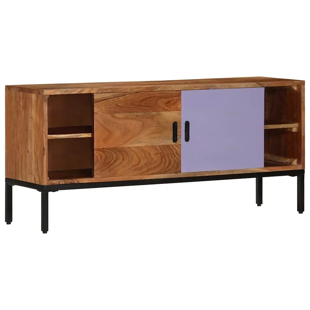 Solid Wood TV Cabinet in Honey Brown and Grey 110x30x50 cm