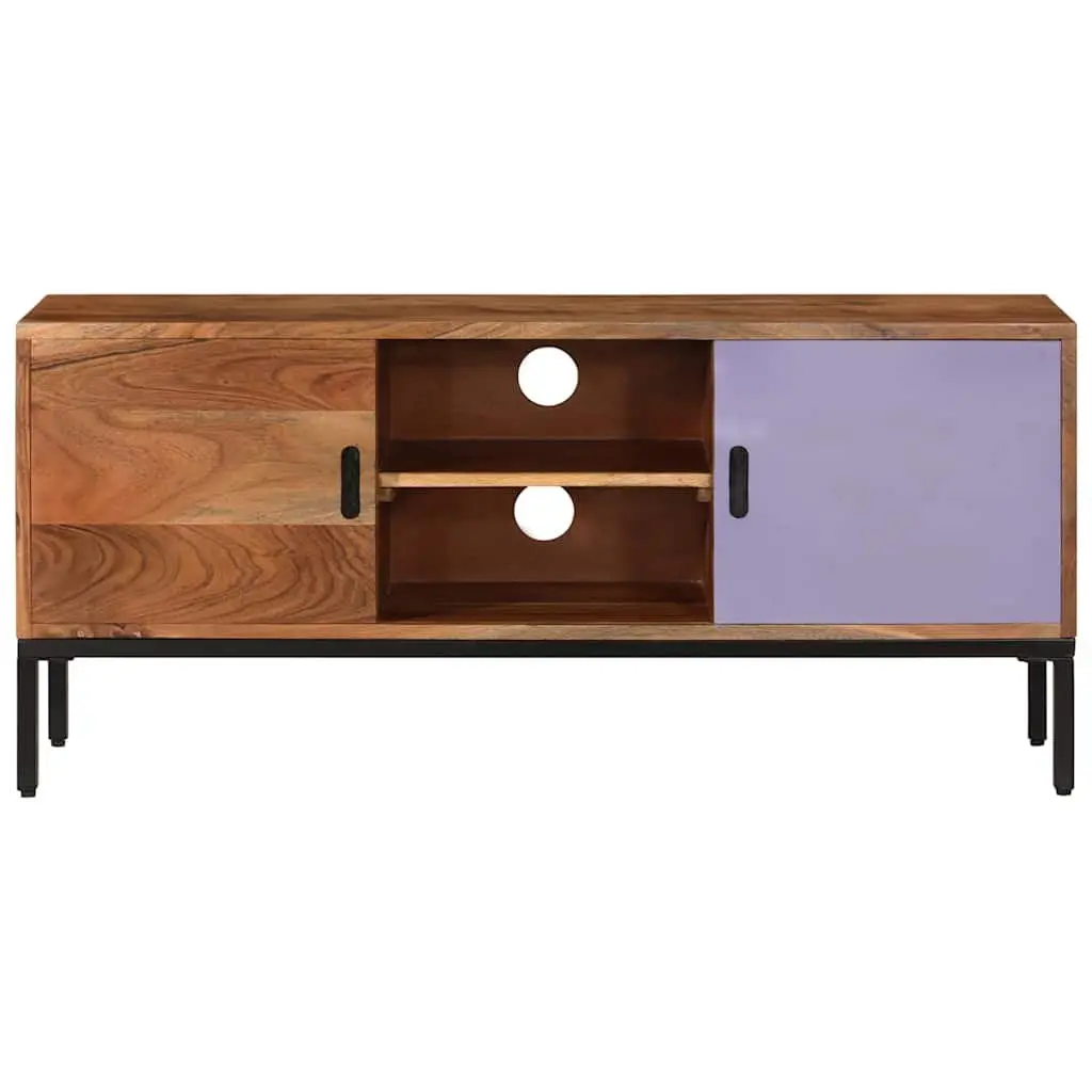 Solid Wood TV Cabinet in Honey Brown and Grey 110x30x50 cm