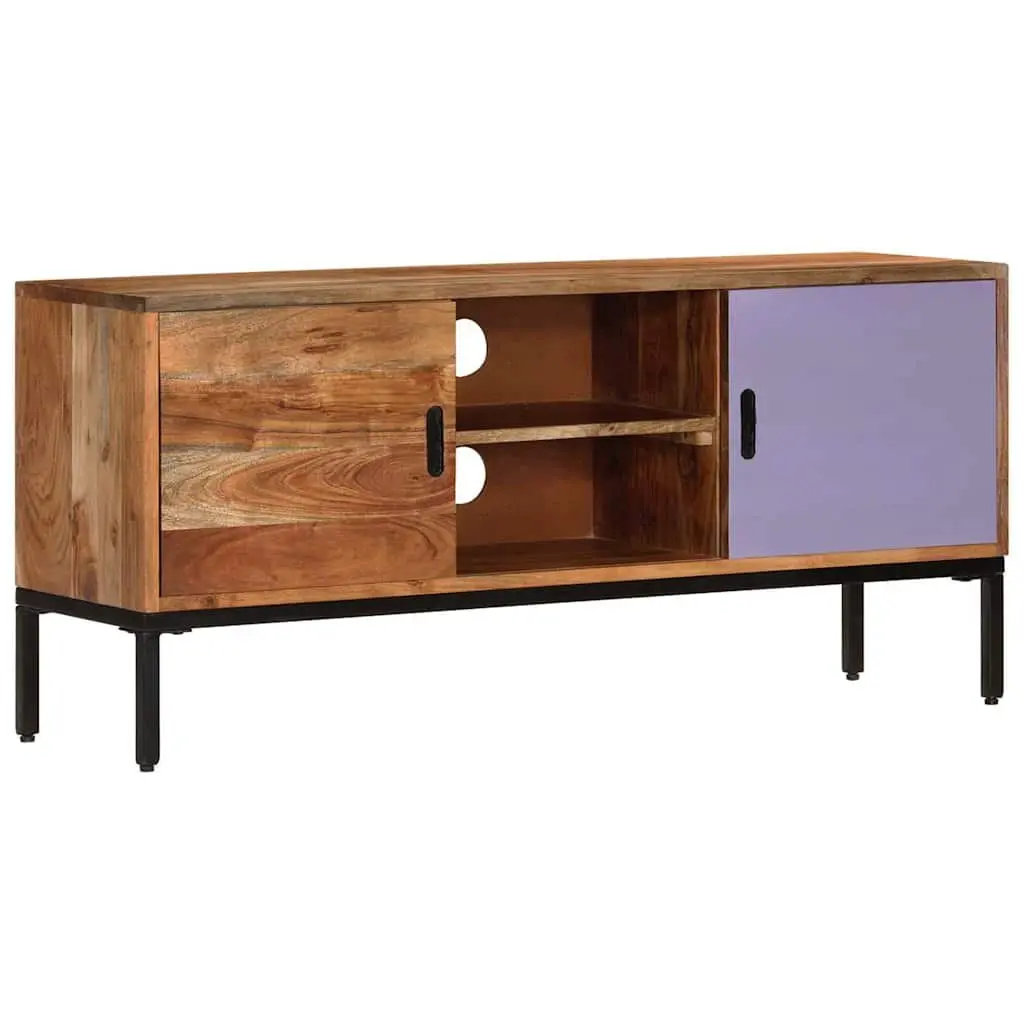 Solid Wood TV Cabinet in Honey Brown and Grey 110x30x50 cm
