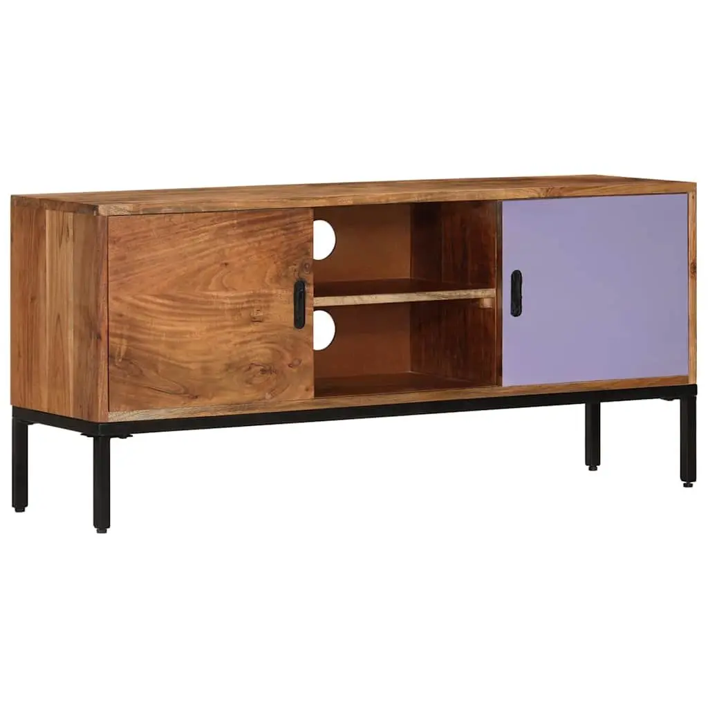 Solid Wood TV Cabinet in Honey Brown and Grey 110x30x50 cm