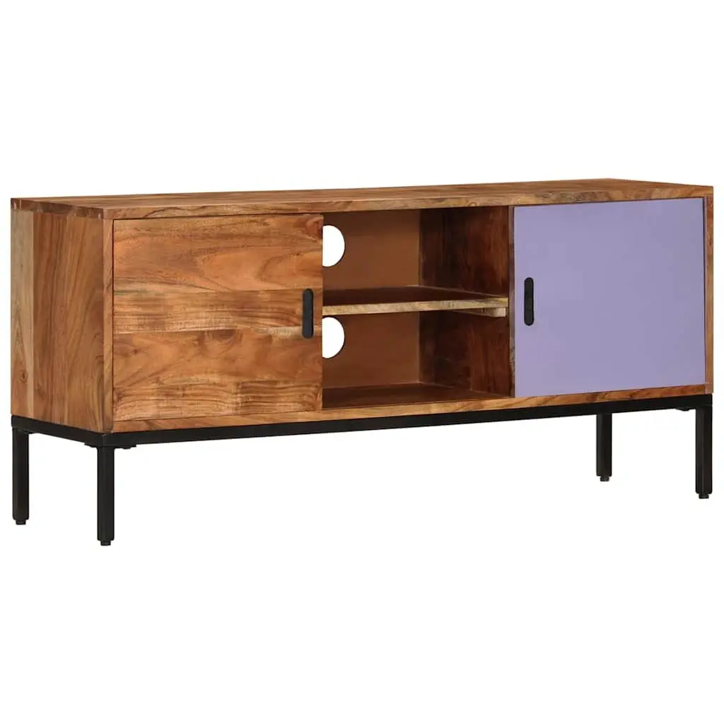 Solid Wood TV Cabinet in Honey Brown and Grey 110x30x50 cm