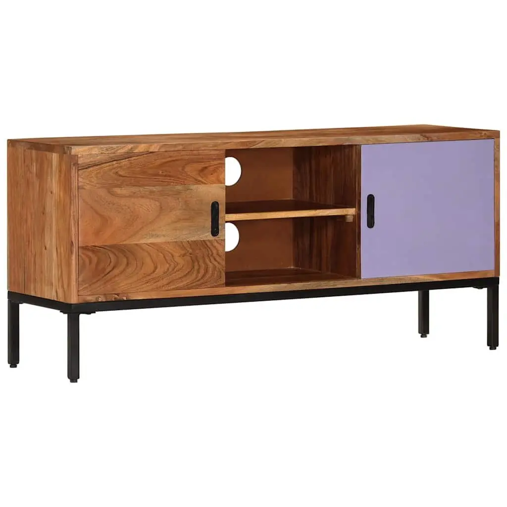 Solid Wood TV Cabinet in Honey Brown and Grey 110x30x50 cm