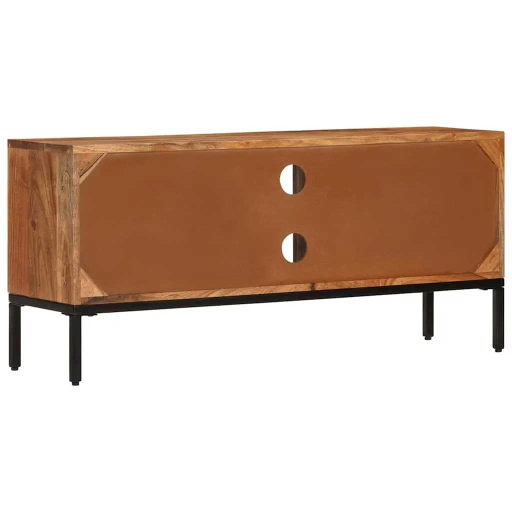 Solid Wood TV Cabinet in Honey Brown and Grey 110x30x50 cm