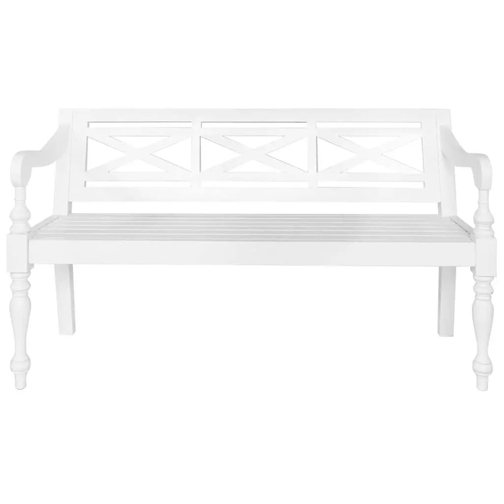 Storage Bench White 123cm Wooden Entryway Hallway Seating Curved Armrests