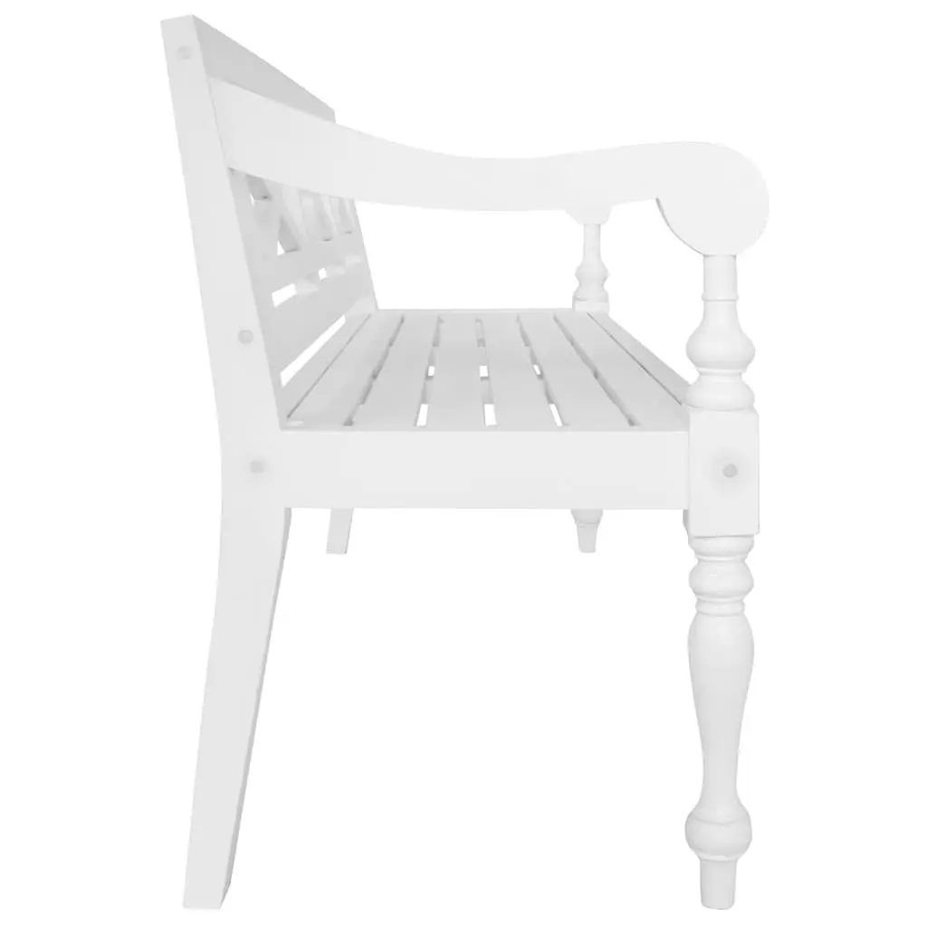 Storage Bench White 123cm Wooden Entryway Hallway Seating Curved Armrests