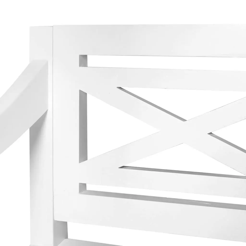 Storage Bench White 123cm Wooden Entryway Hallway Seating Curved Armrests