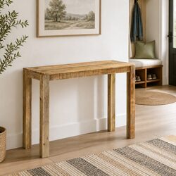 Rustic Console Table in Rough Mango Wood 110x35x76cm
