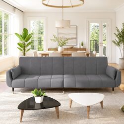 Cozy Grey 2-Seater Convertible Sofa Bed with Adjustable Backrest