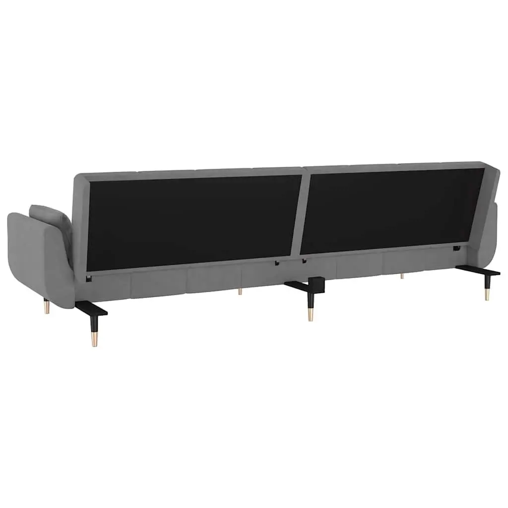Sofa Bed Convertible Lounge Sleeper Grey Velvet 2-Seater Adjustable Backrest