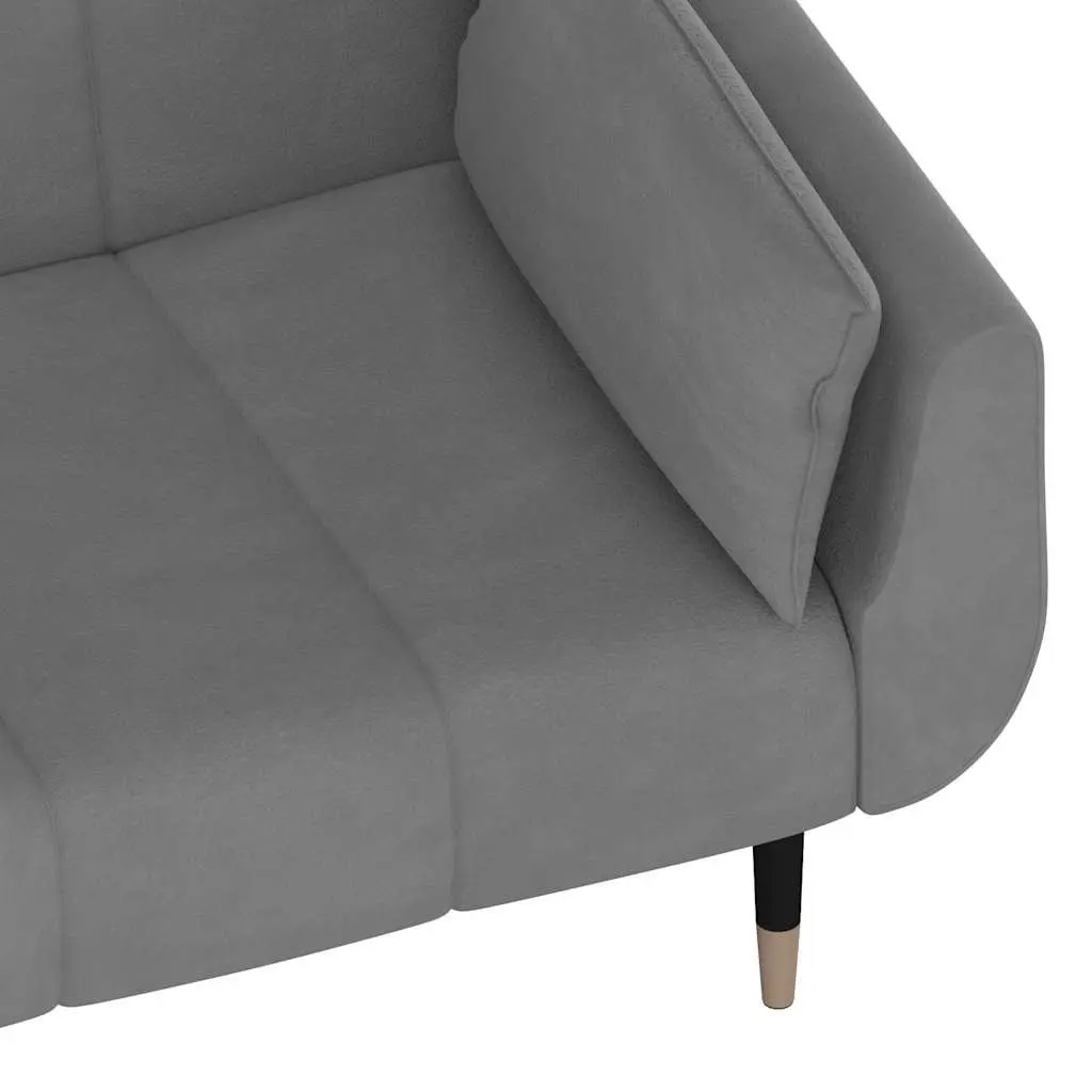Sofa Bed Convertible Lounge Sleeper Grey Velvet 2-Seater Adjustable Backrest