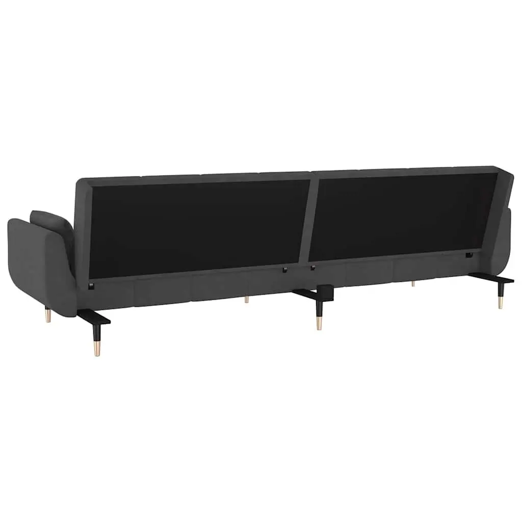 2-Seater Sofa Bed Convertible Grey Velvet Adjustable Lounger with Pillows