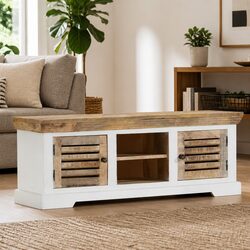 Solid Wood Mango TV Cabinet for Living Room Storage