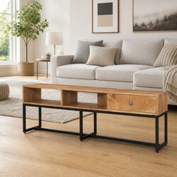 Acacia Brown TV Cabinet 160x30x45 cm with Drawer