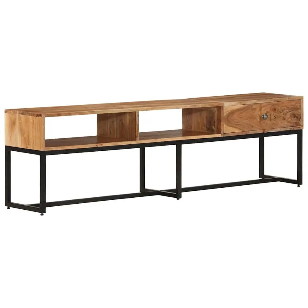 Acacia Wood TV Cabinet Brown 160x30x45 cm Solid Construction with Drawer Storage Unit