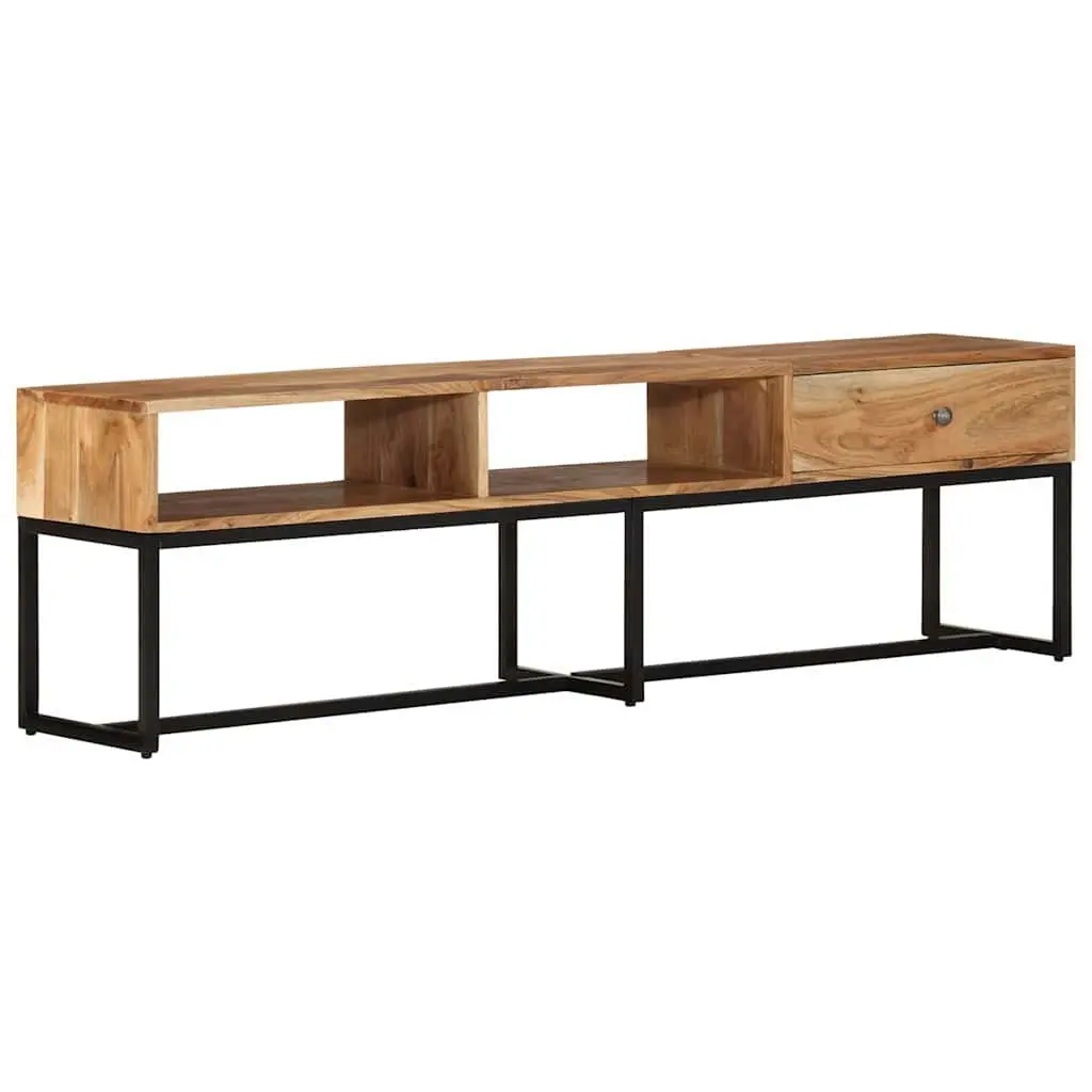 Acacia Wood TV Cabinet Brown 160x30x45 cm Solid Construction with Drawer Storage Unit