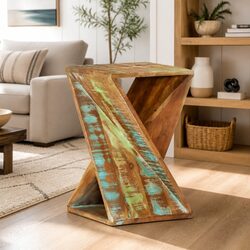 Rustic Side Table 35x35x55 cm Solid Reclaimed Wood