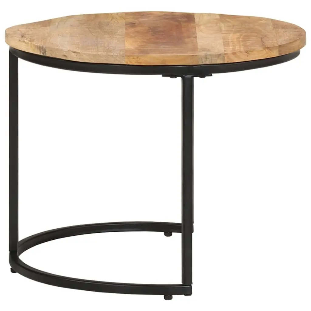 Nesting Tables Set of 2 Solid Mango Wood Brown