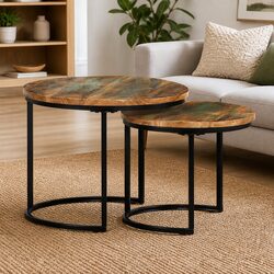 Set of 2 Nesting Tables in Solid Reclaimed Wood