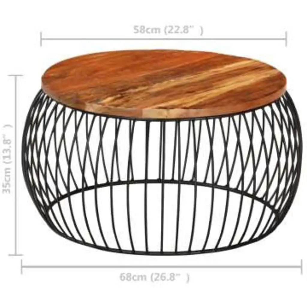 Handmade Vintage-Style Coffee Table Ø68cm Reclaimed Wood